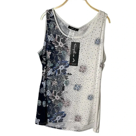 Sophie A.,Blouse,women XL. White,floral,lagenlook,office,cottagecore,travel,NWT, - Picture 2 of 14